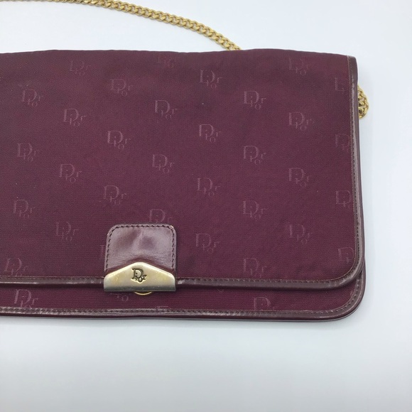 Vintage 70s Christian Dior made in France burgundy shoulder chain bag purse - Picture 2 of 10